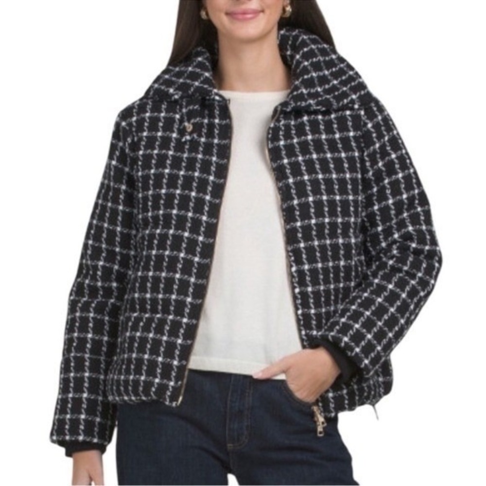 Jason Wu Luxe black and white tweed puffer Black and White Jacket size small NWT